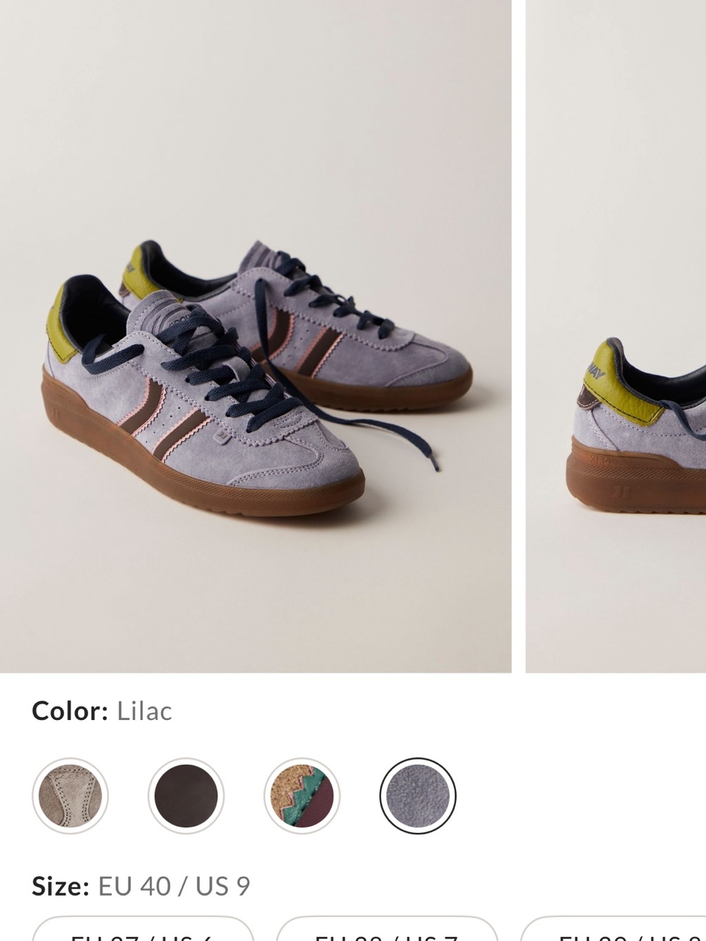 Coolway Kiro Lilac Suede Sneakers with Navy Laces and beige laces size eu 40